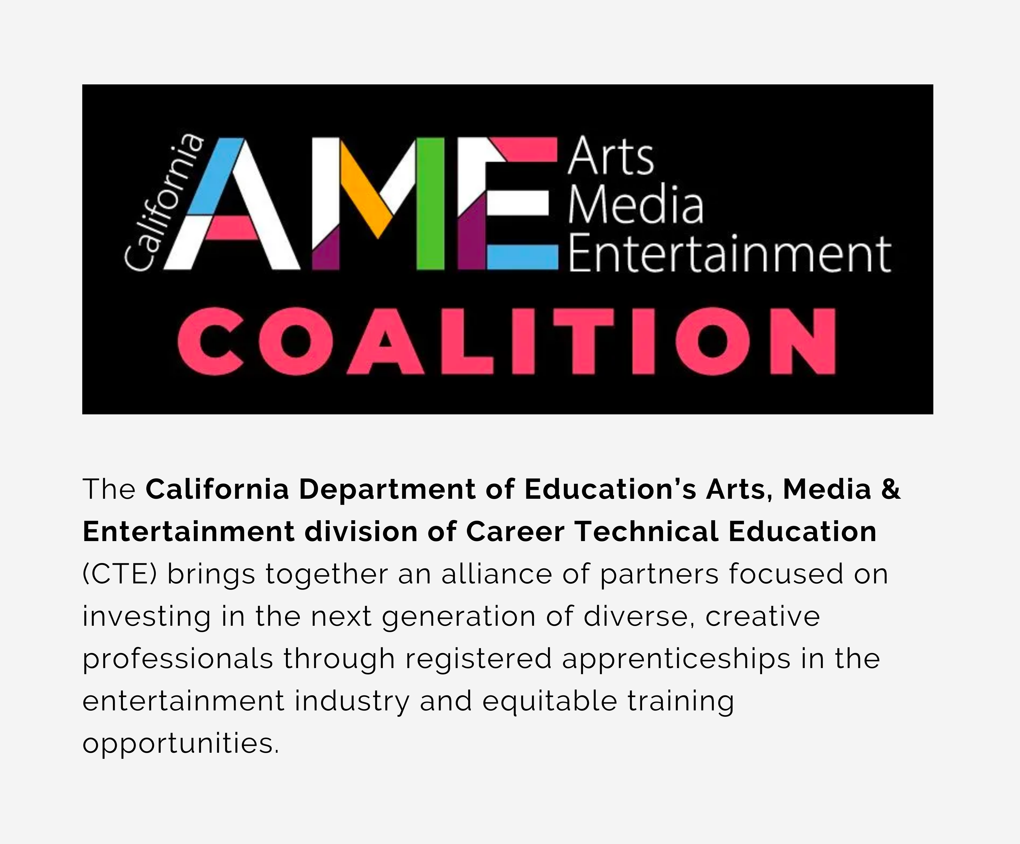 Bộ Giáo dục CA Liên minh Giải trí Truyền thông Nghệ thuật AME CTE
