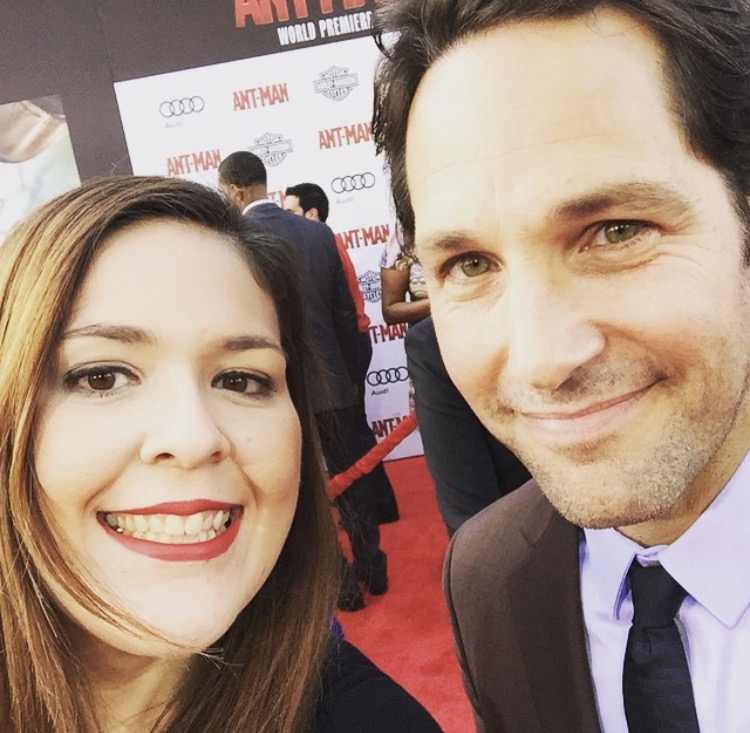 After working on a campaign for Ant-Man, Katherine was invited to the movie’s premiere where she snapped this picture with actor Paul Rudd.  
